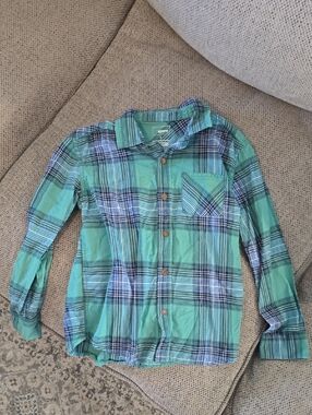 Sonoma Green and Blue Plaid Button-Down Shirt